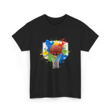 Colorful Basketball Splash Hoop Basketball T-Shirt - Black