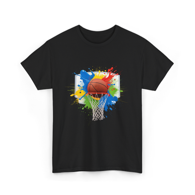 Colorful Basketball Splash Hoop Basketball T-Shirt - Black