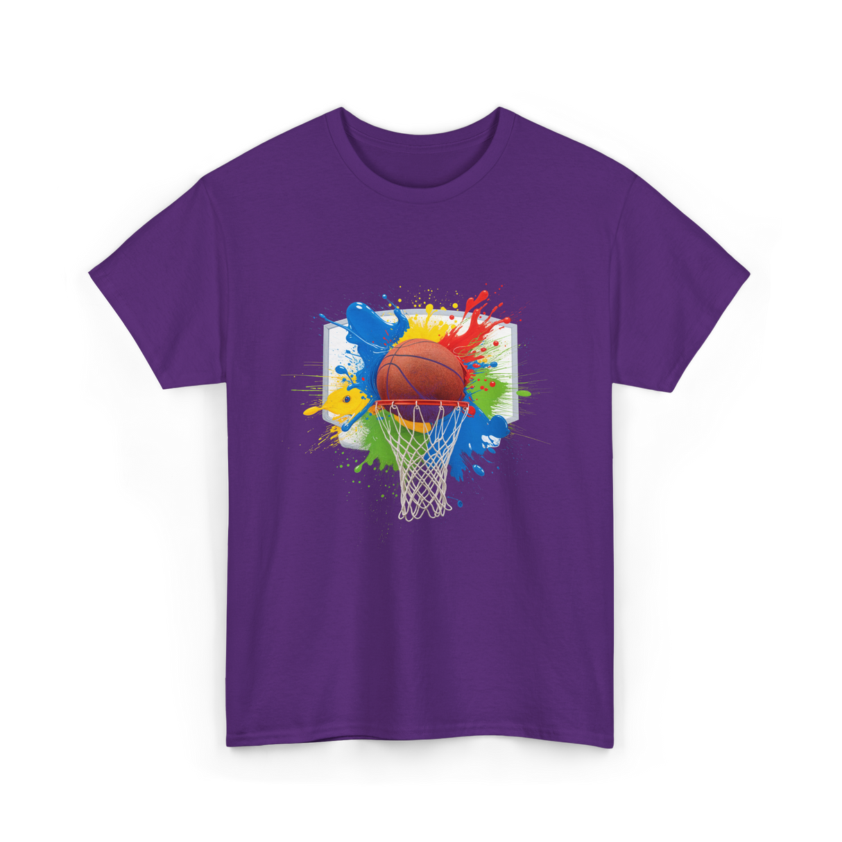 Colorful Basketball Splash Hoop Basketball T-Shirt - Purple