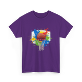 Colorful Basketball Splash Hoop Basketball T-Shirt - Purple