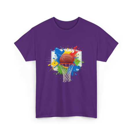 Colorful Basketball Splash Hoop Basketball T-Shirt - Purple