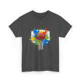 Colorful Basketball Splash Hoop Basketball T-Shirt - Dark Heather