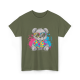 Colorful Bear T-Shirt - Military Green