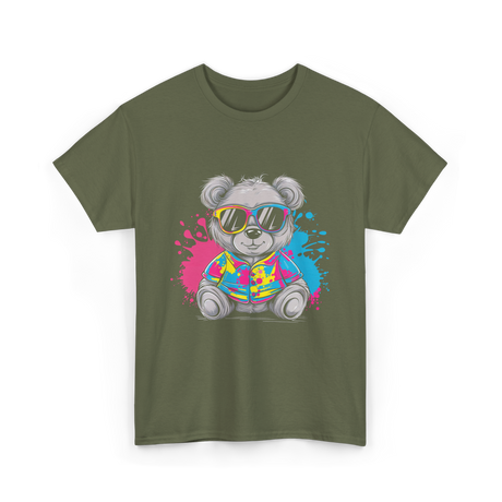 Colorful Bear T-Shirt - Military Green