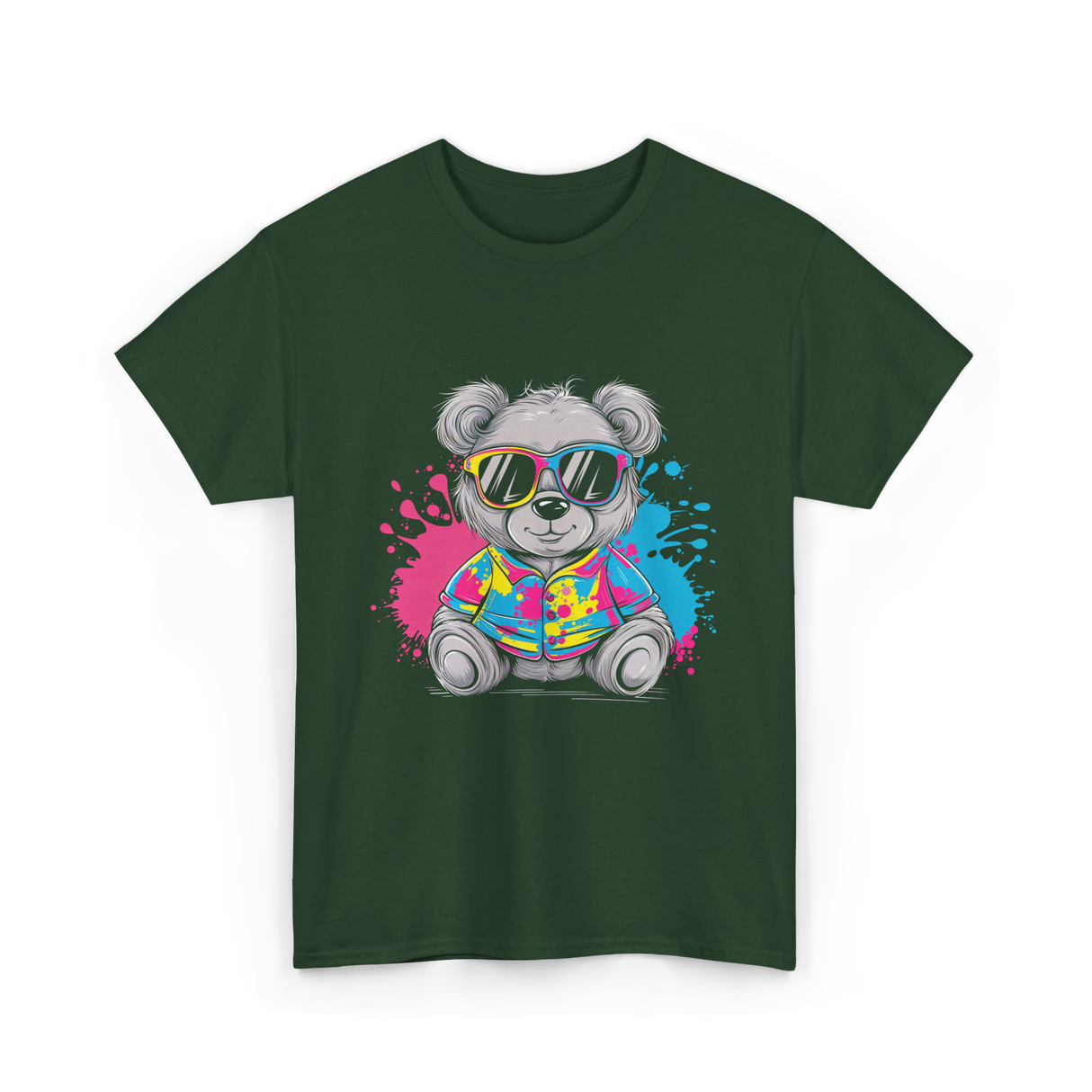 Colorful Bear T-Shirt - Forest Green