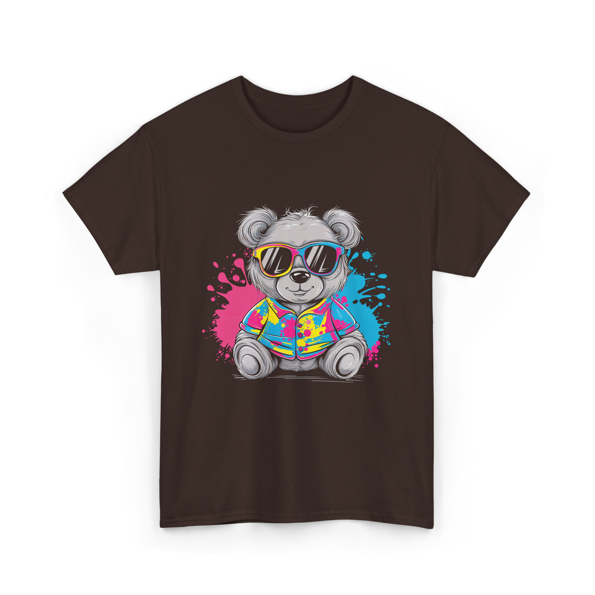 Colorful Bear T-Shirt - Dark Chocolate