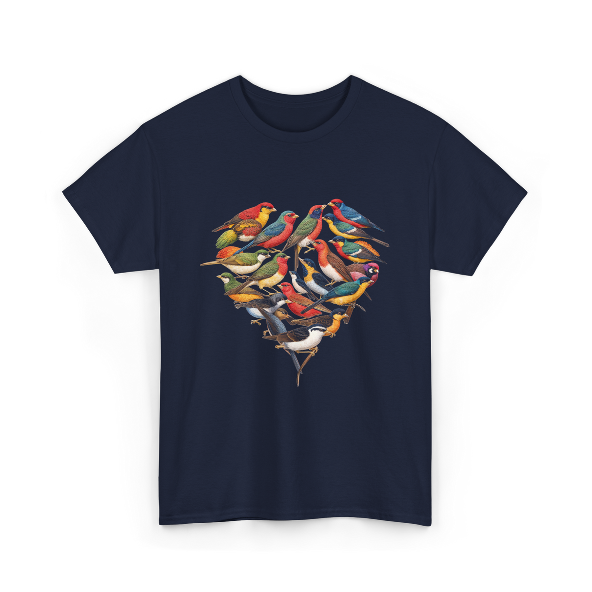 Colorful Birds Birdwatching Wildlife T-Shirt - Navy