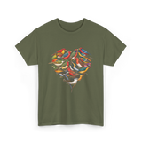 Colorful Birds Birdwatching Wildlife T-Shirt - Military Green