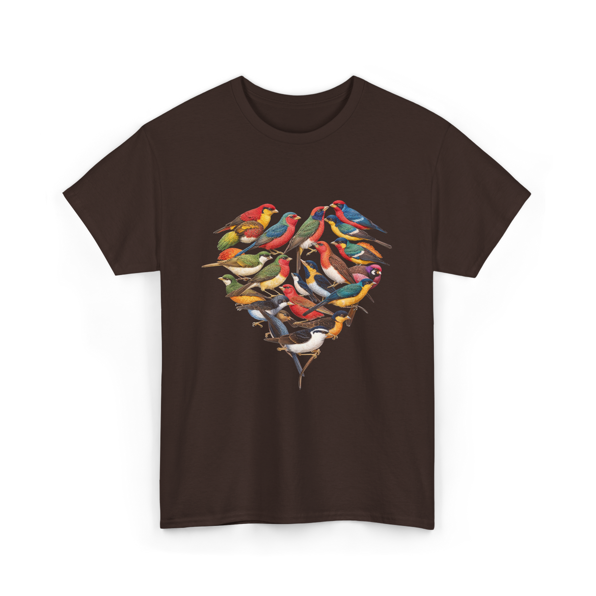 Colorful Birds Birdwatching Wildlife T-Shirt - Dark Chocolate