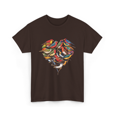 Colorful Birds Birdwatching Wildlife T-Shirt - Dark Chocolate