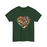 Colorful Birds Birdwatching Wildlife T-Shirt - Forest Green