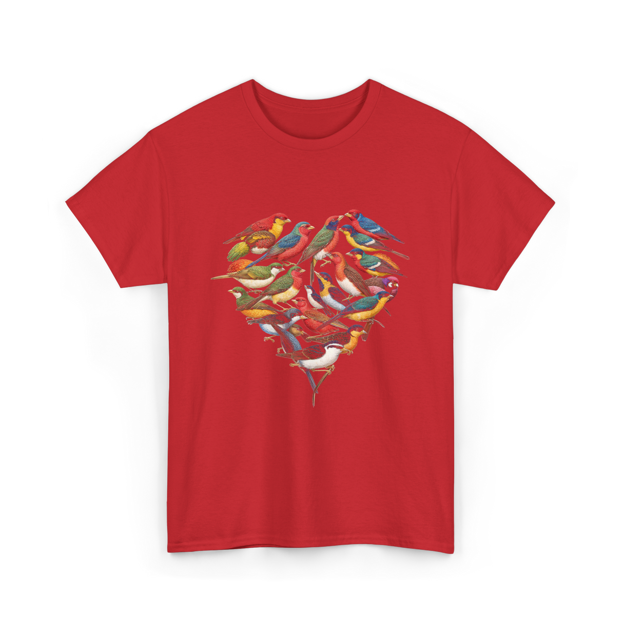 Colorful Birds Birdwatching Wildlife T-Shirt - Red