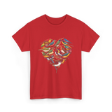 Colorful Birds Birdwatching Wildlife T-Shirt - Red