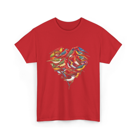 Colorful Birds Birdwatching Wildlife T-Shirt - Red