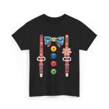 Colorful Bow and Buttons Accessories T-Shirt - Black