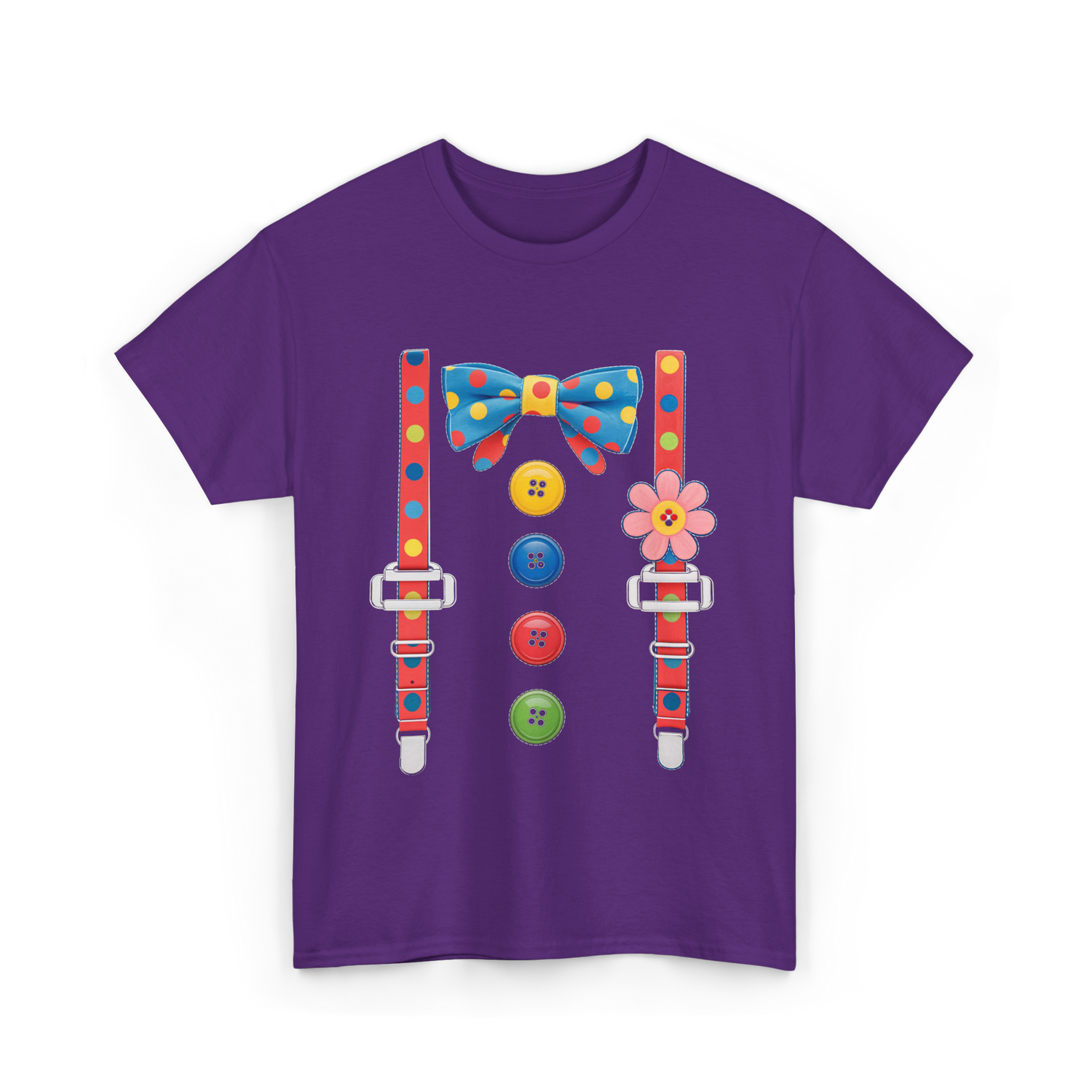 Colorful Bow and Buttons Accessories T-Shirt - Purple