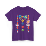 Colorful Bow and Buttons Accessories T-Shirt - Purple