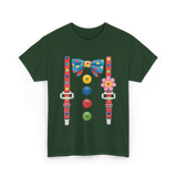 Colorful Bow and Buttons Accessories T-Shirt - Forest Green