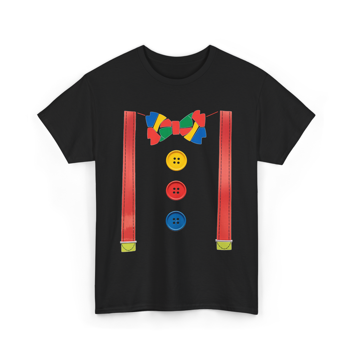 Colorful Bow Tie Clown Costume T-Shirt - Black