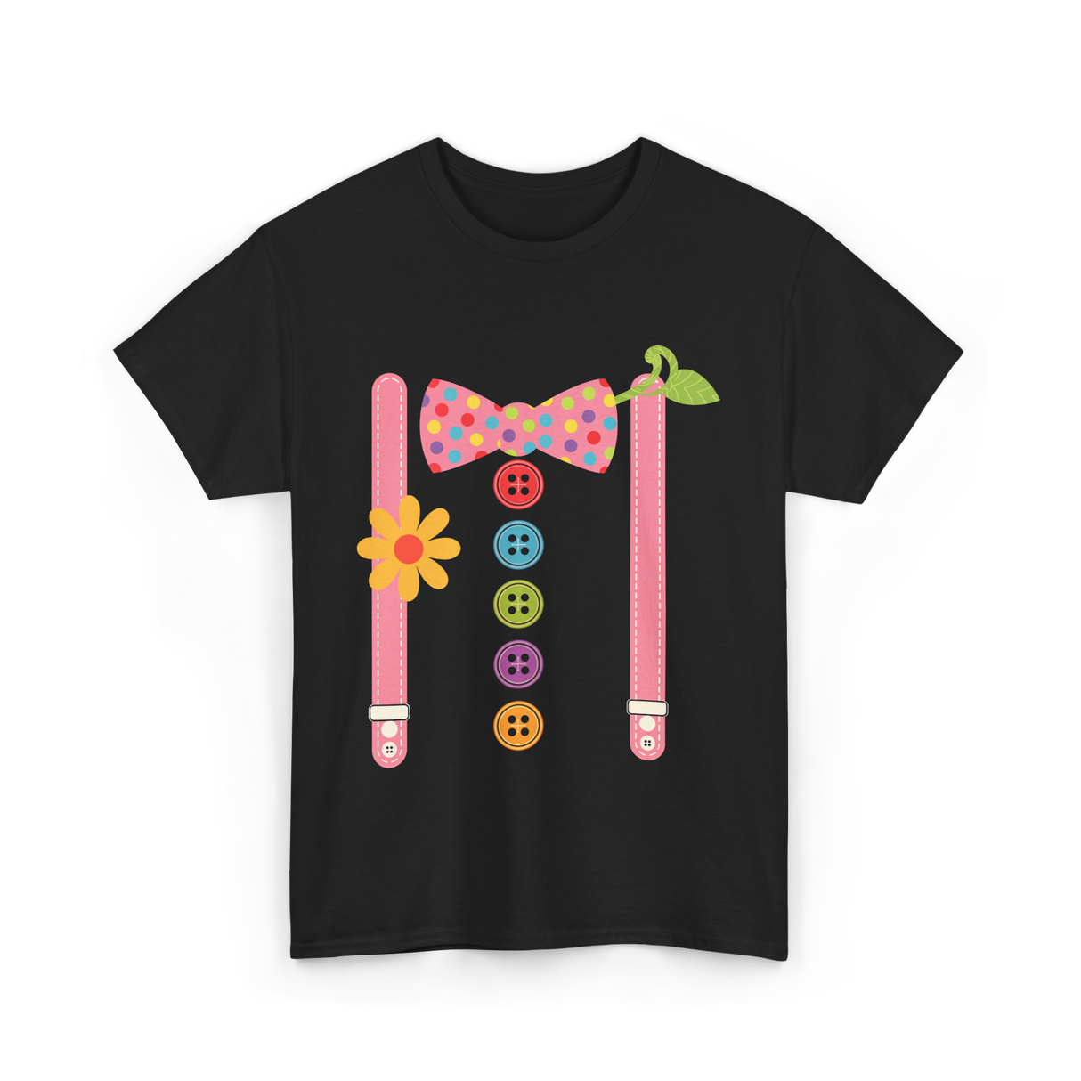 Colorful Bow Tie Clown Costume T-Shirt - Black