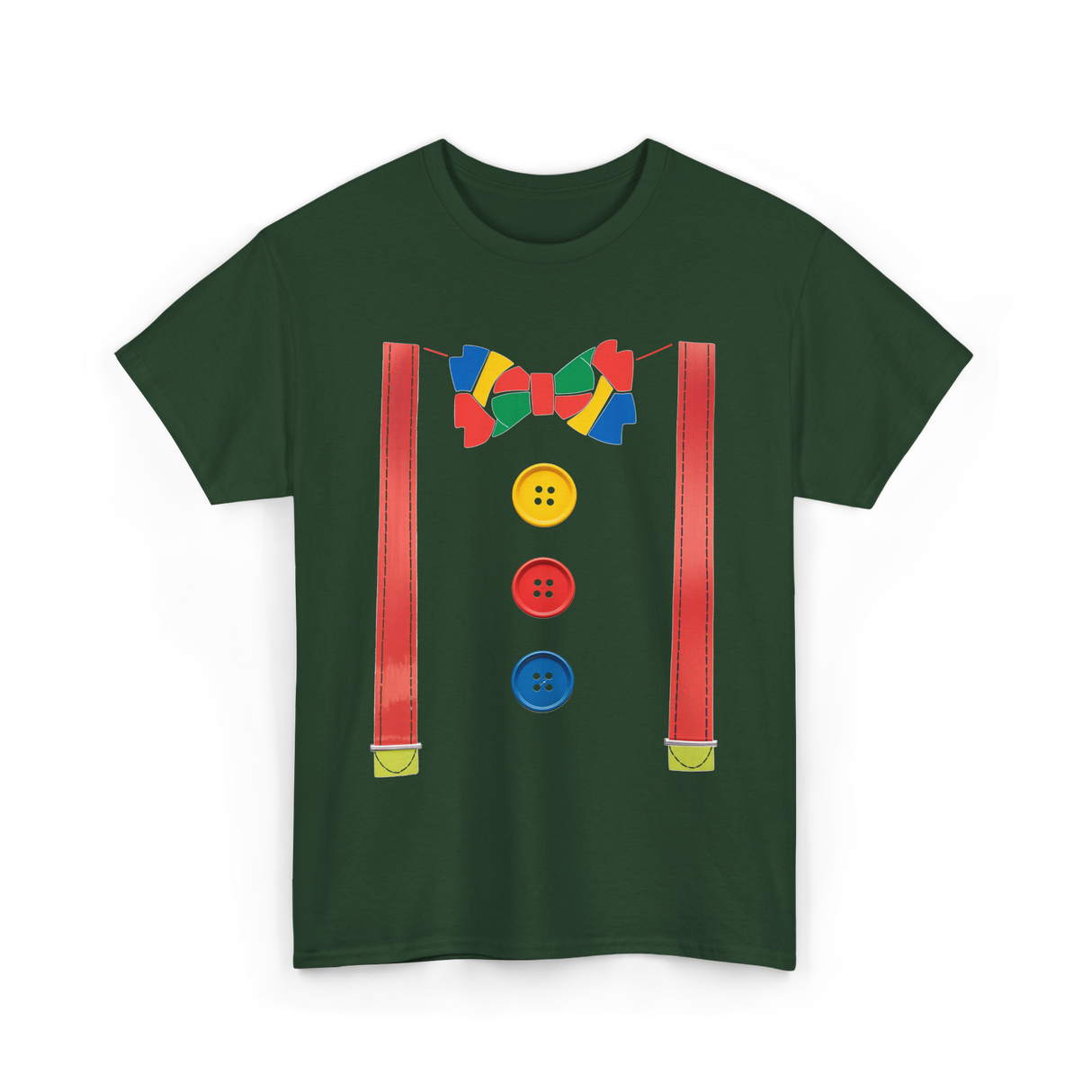 Colorful Bow Tie Clown Costume T-Shirt - Forest Green