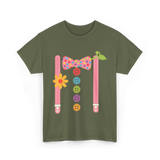 Colorful Bow Tie Clown Costume T-Shirt - Military Green