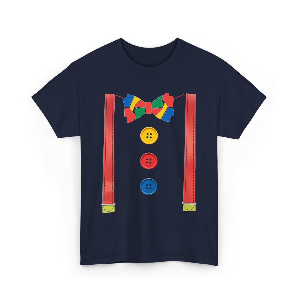 Colorful Bow Tie Clown Costume T-Shirt - Navy