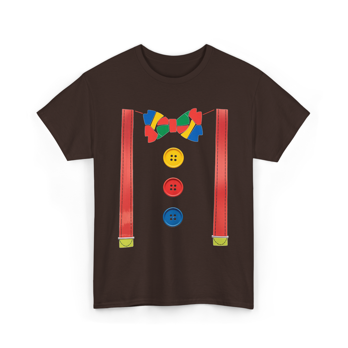 Colorful Bow Tie Clown Costume T-Shirt - Dark Chocolate