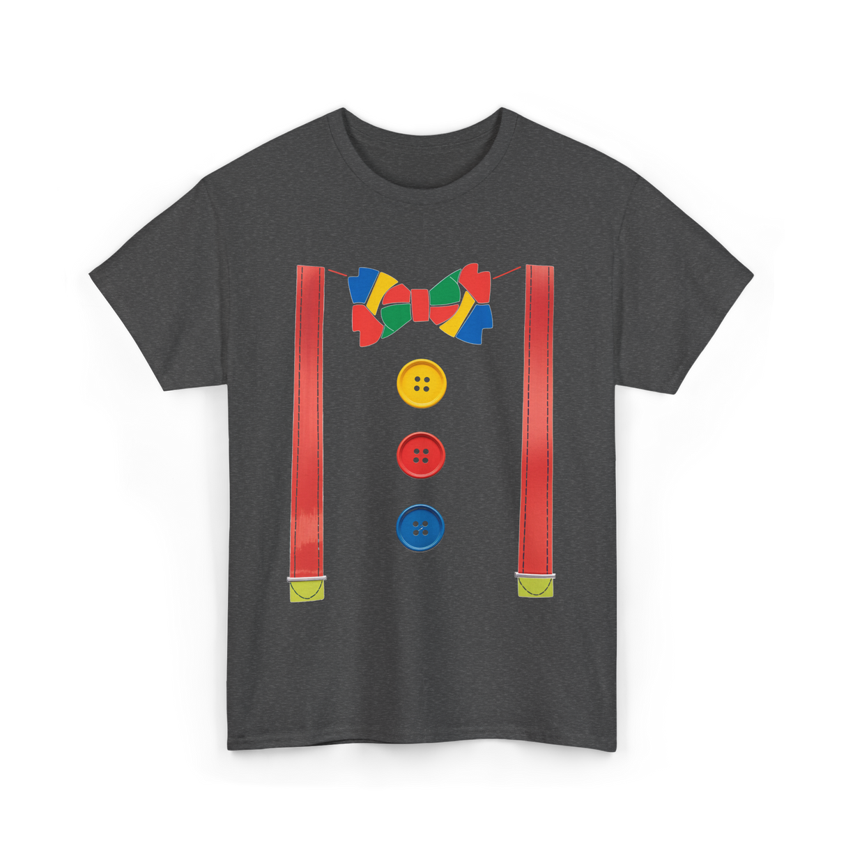 Colorful Bow Tie Clown Costume T-Shirt - Dark Heather