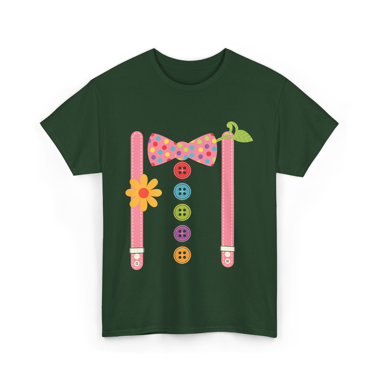 Colorful Bow Tie Clown Costume T-Shirt - Forest Green