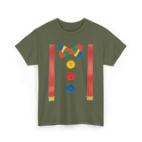 Colorful Bow Tie Clown Costume T-Shirt - Military Green