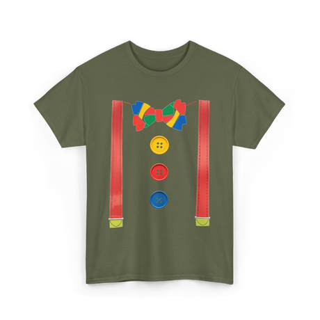 Colorful Bow Tie Clown Costume T-Shirt - Military Green