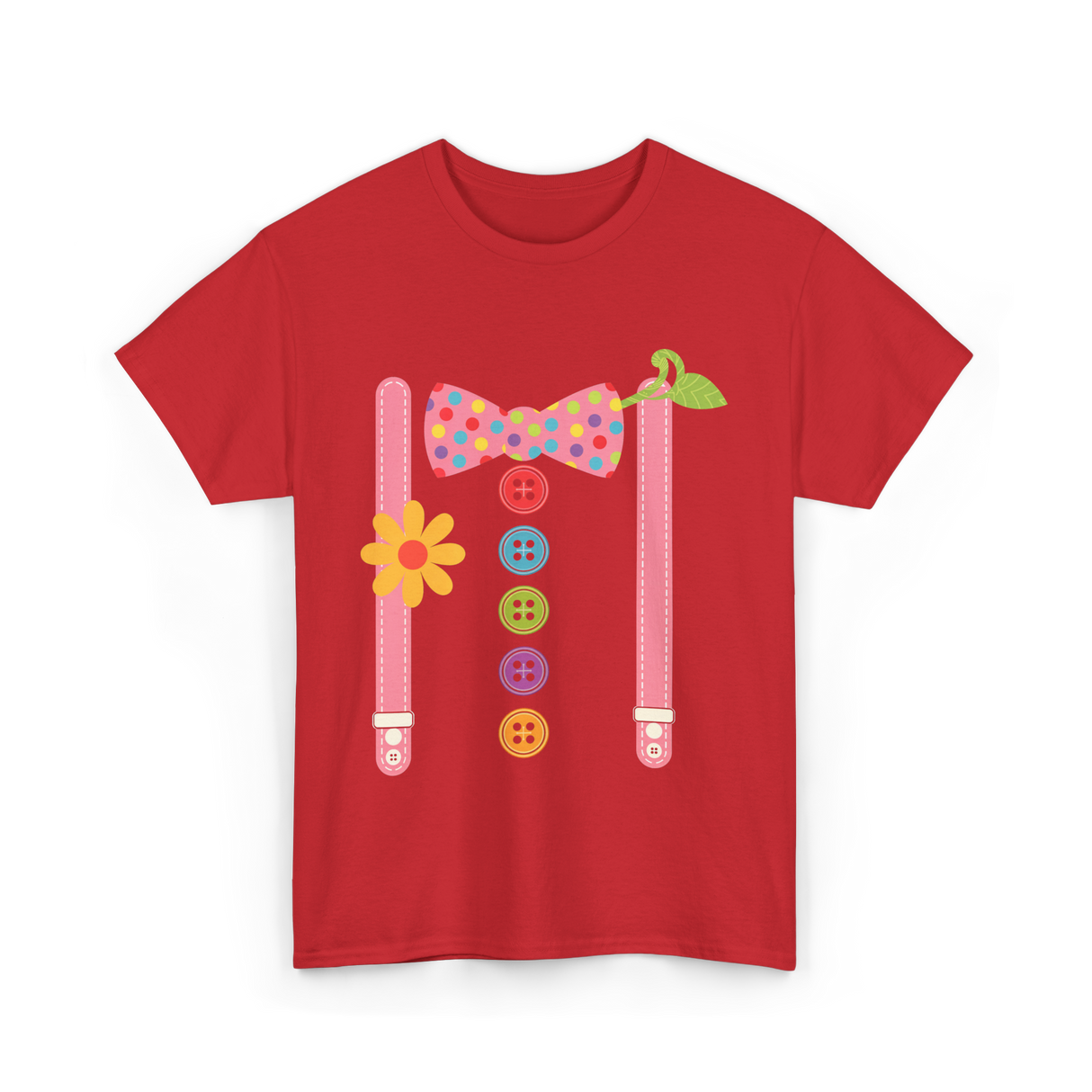 Colorful Bow Tie Clown Costume T-Shirt - Red