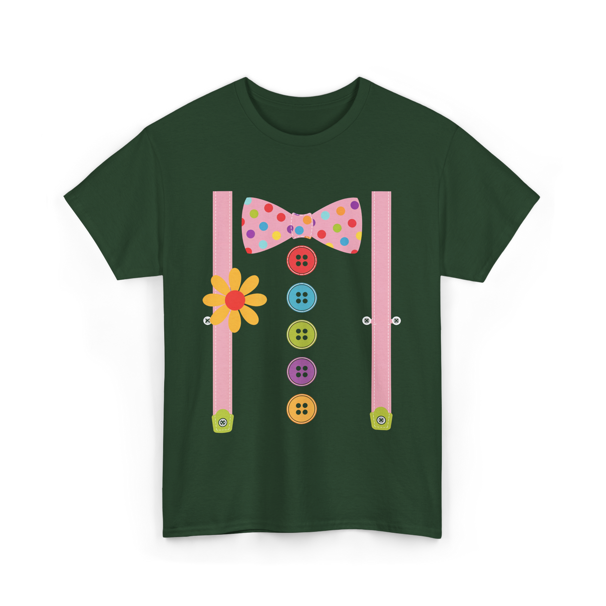 Colorful Bow Tie Costume T-Shirt - Forest Green