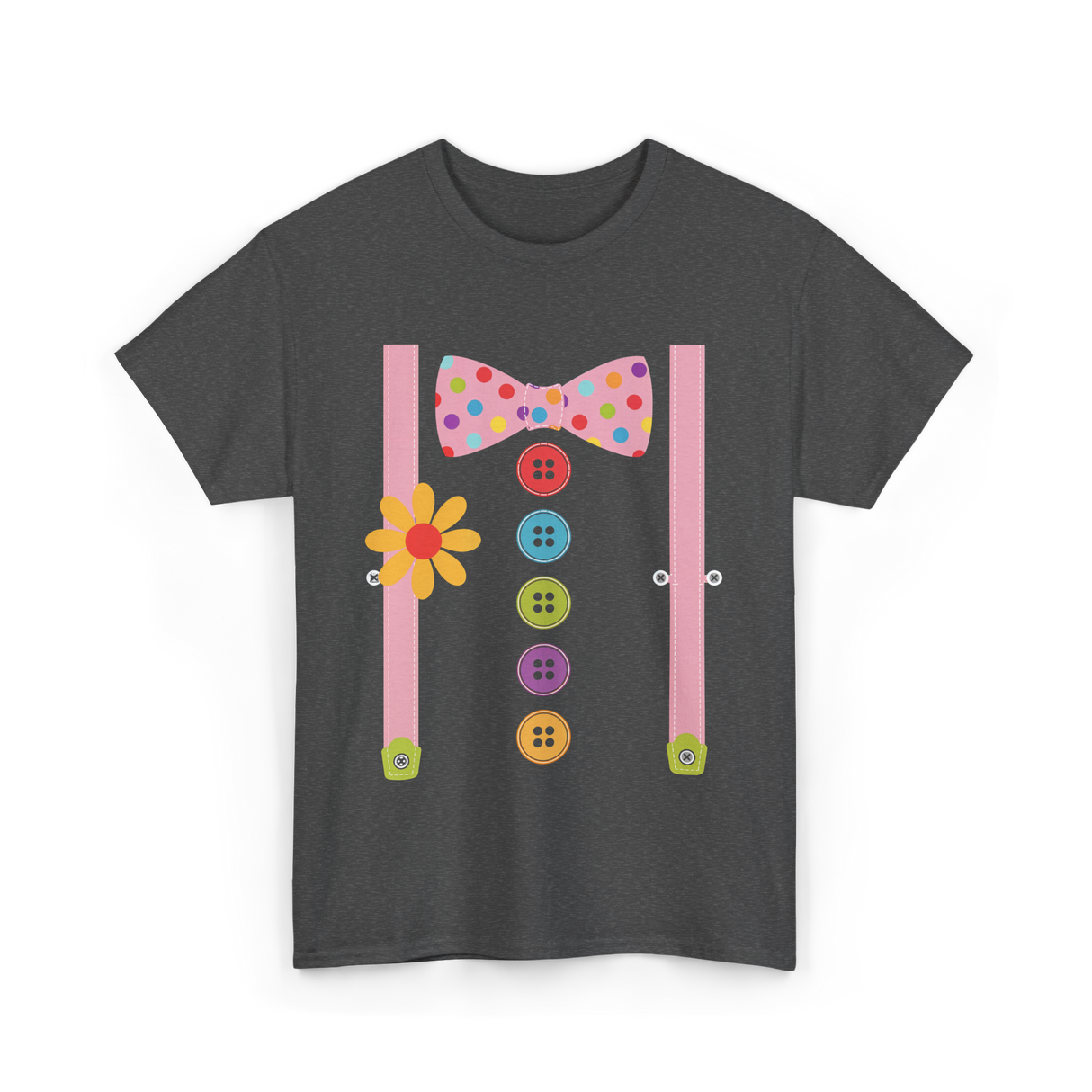 Colorful Bow Tie Costume T-Shirt - Dark Heather