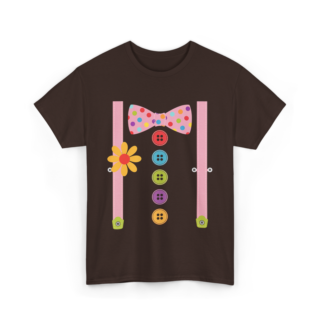 Colorful Bow Tie Costume T-Shirt - Dark Chocolate