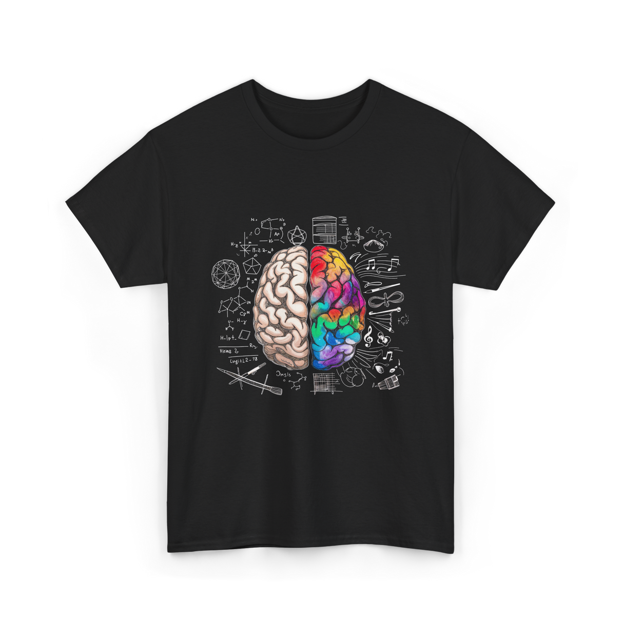 Colorful Brain Science Neuroscience T-Shirt - Black