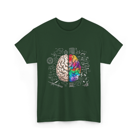 Colorful Brain Science Neuroscience T-Shirt - Forest Green