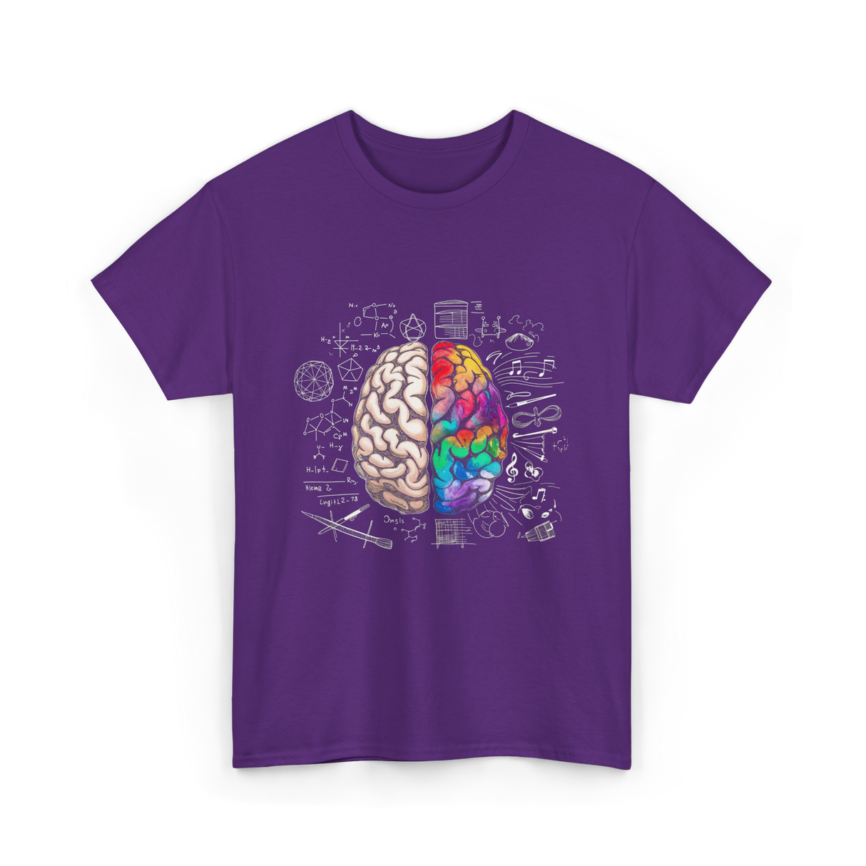 Colorful Brain Science Neuroscience T-Shirt - Purple