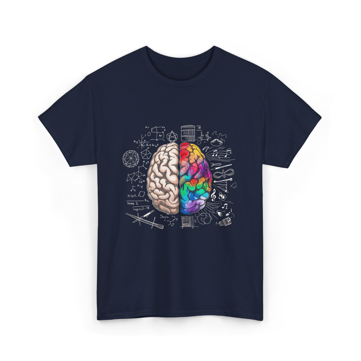 Colorful Brain Science Neuroscience T-Shirt - Navy