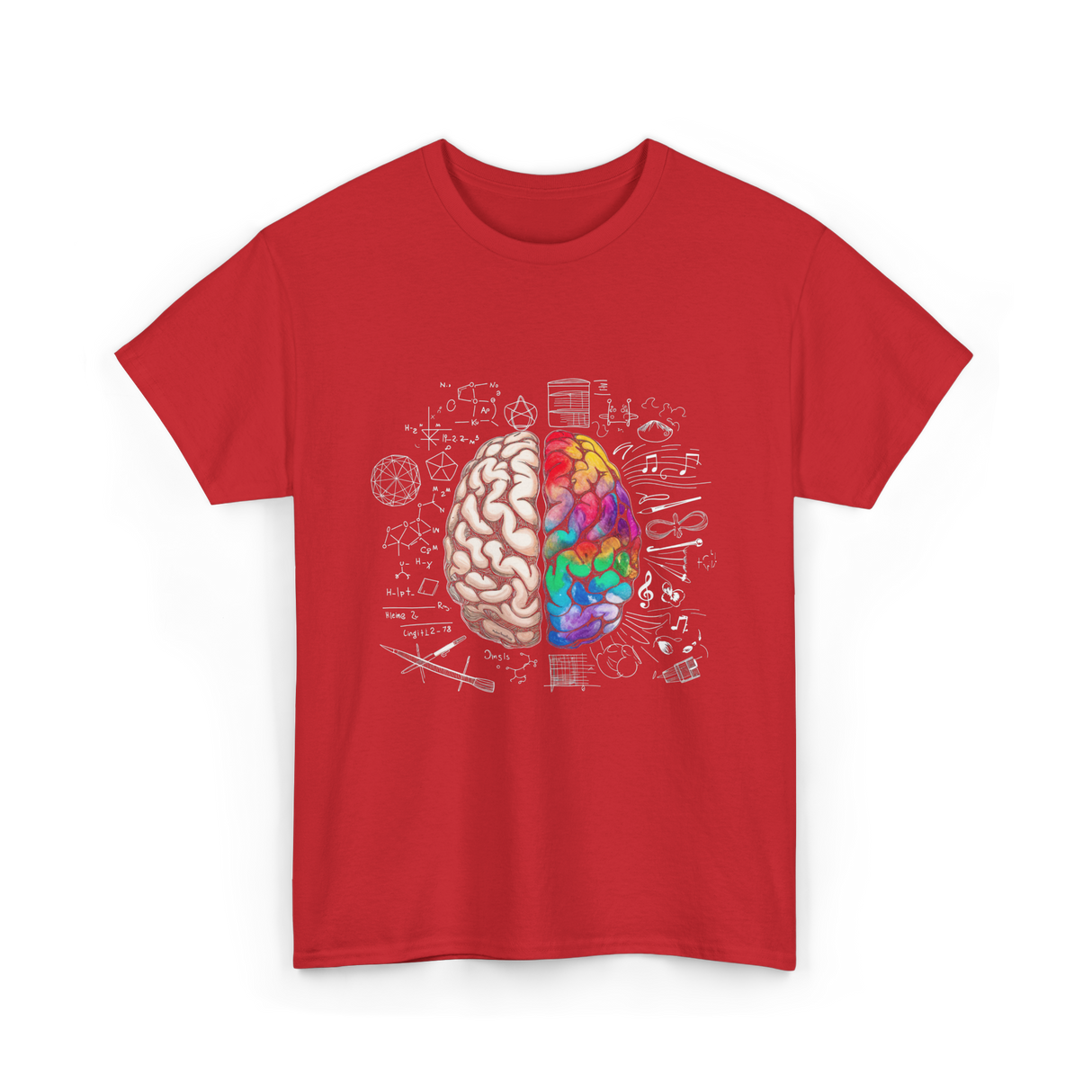 Colorful Brain Science Neuroscience T-Shirt - Red