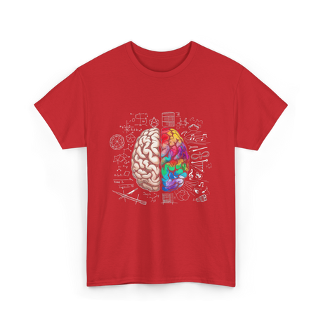 Colorful Brain Science Neuroscience T-Shirt - Red