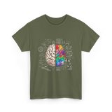 Colorful Brain Science Neuroscience T-Shirt - Military Green