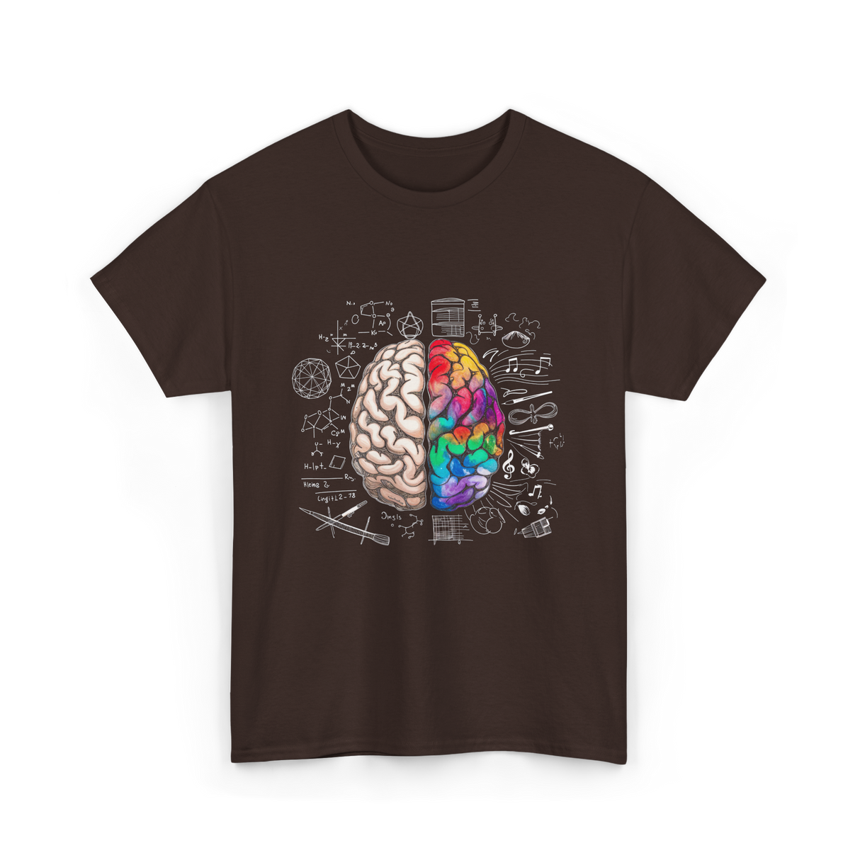 Colorful Brain Science Neuroscience T-Shirt - Dark Chocolate