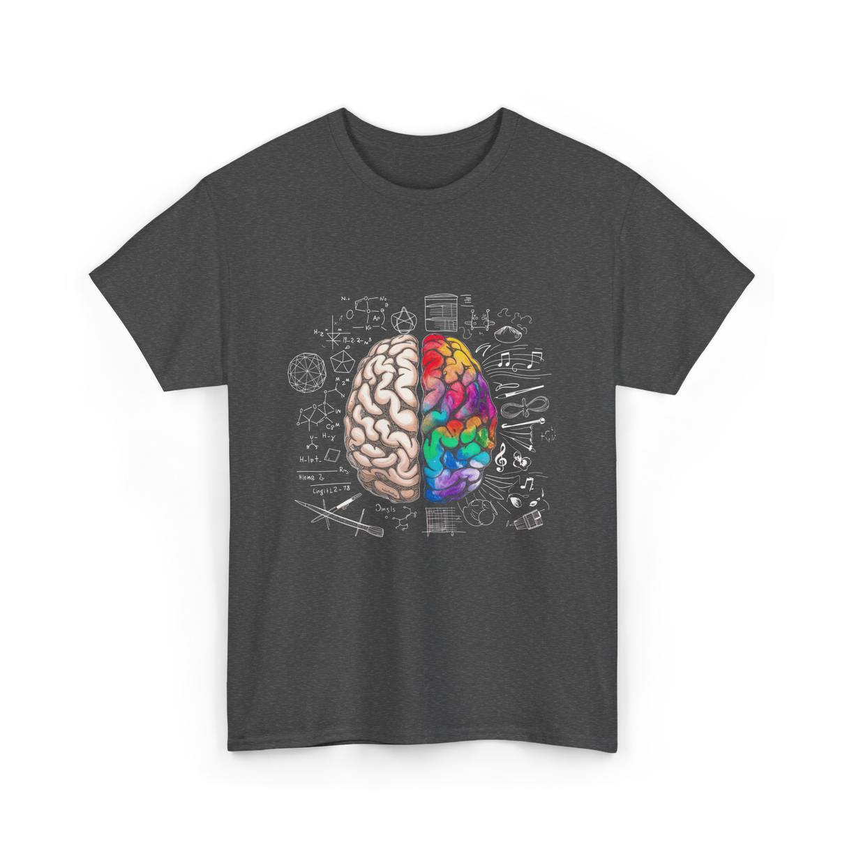 Colorful Brain Science Neuroscience T-Shirt - Dark Heather