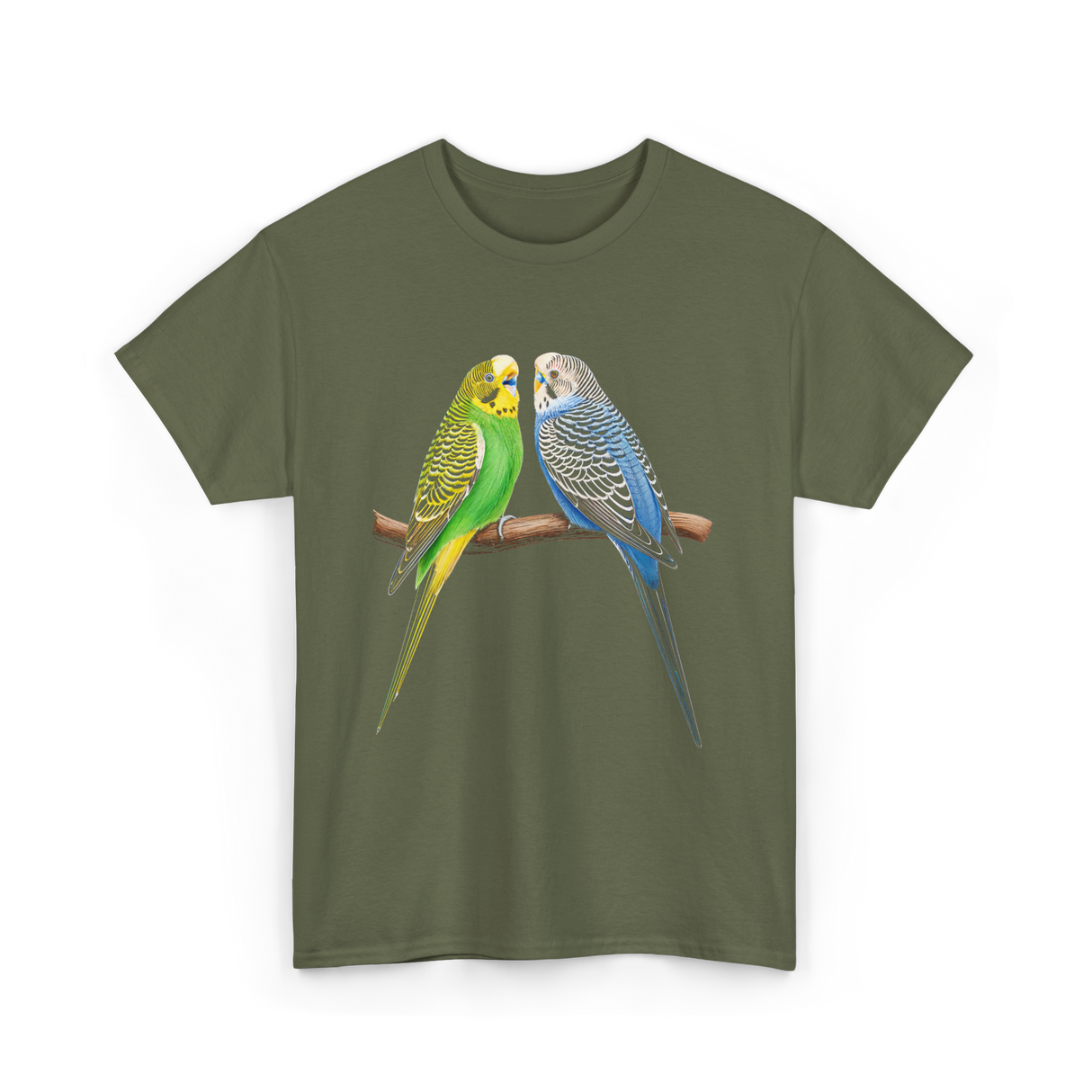 Colorful Budgies Bird Budgies Lover T-Shirt - Military Green