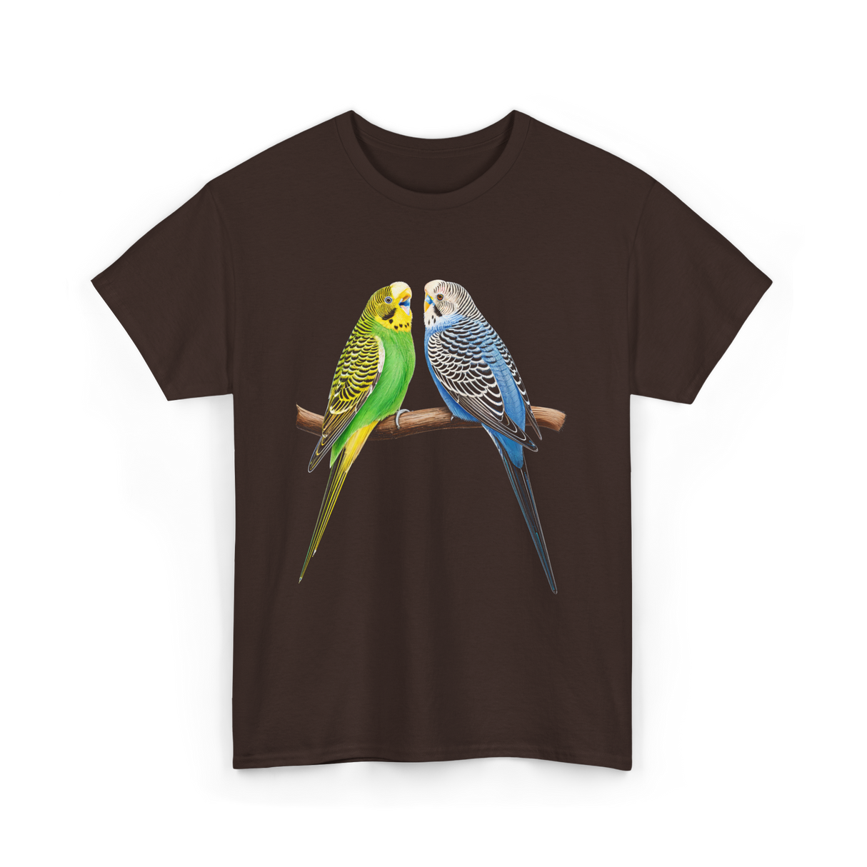 Colorful Budgies Bird Budgies Lover T-Shirt - Dark Chocolate