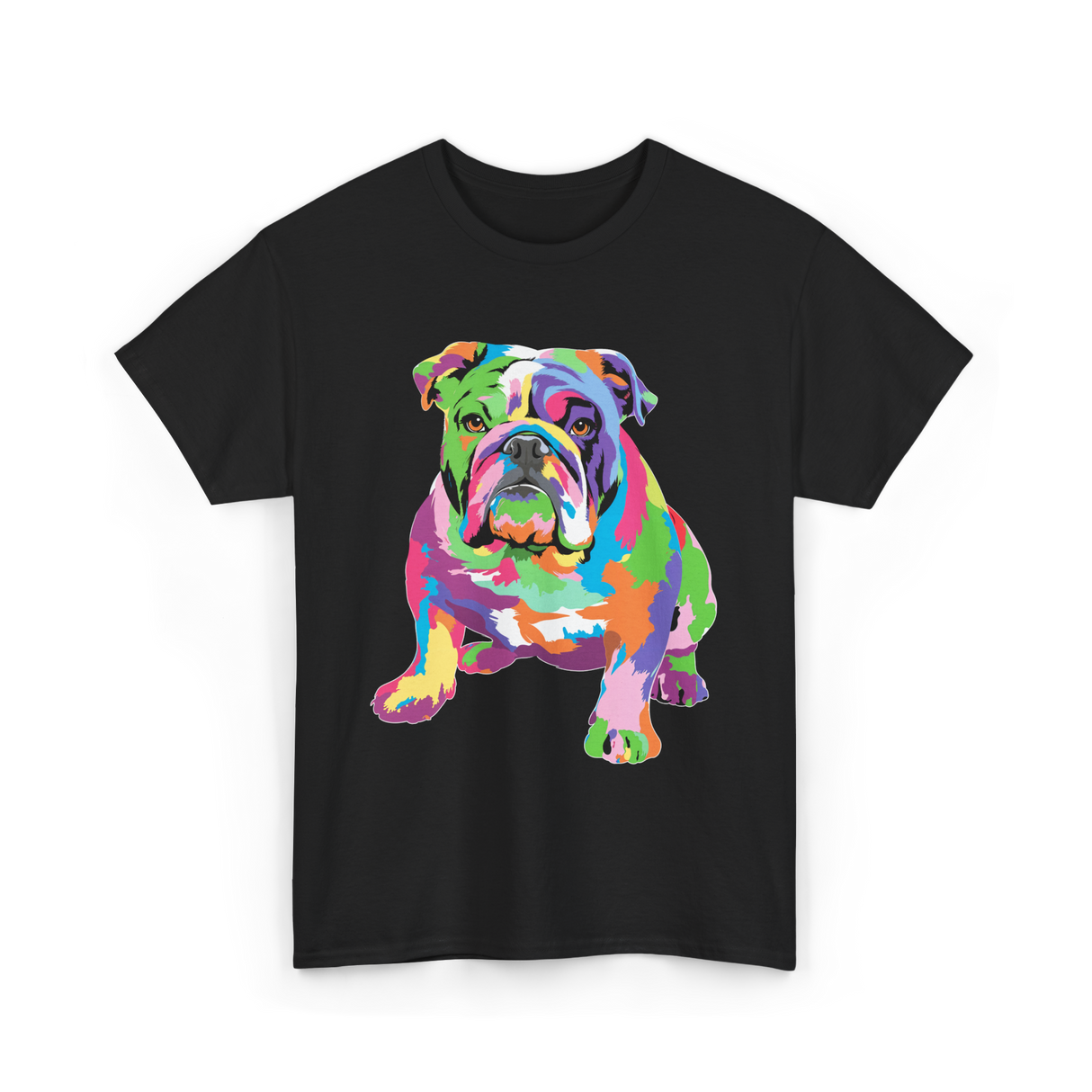 Colorful Bulldog Art Bulldog T-Shirt - Black