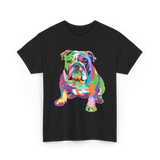 Colorful Bulldog Art Bulldog T-Shirt - Black