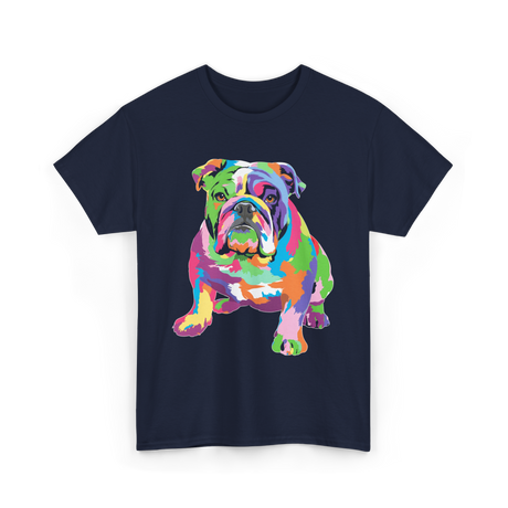 Colorful Bulldog Art Bulldog T-Shirt - Navy